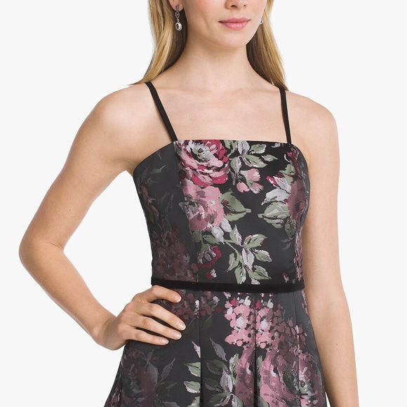 Strapless Floral Jacquard Fit-And-Flare Dress - Picture 4 of 9